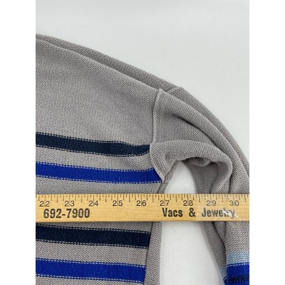 DKNY Women's Gray Striped Knit Baggy Sweater Long Sleeve Size Medium Boho - Picture 8 of 8